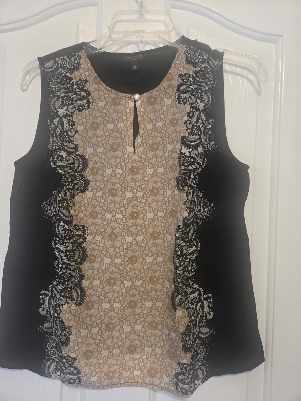 Talbots Silk Tank. Size 8P Black and Cream